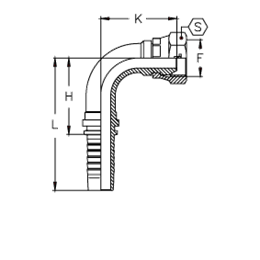 Фитинги BSP, внутренняя резьба, конус 60°, угол 90°, обжатая гайка CX1212FGP90 DN=19