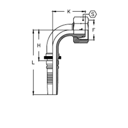 Фитинги DKO-S Interlock внутренняя резьба, конус 24°, O'RING, угол 90°, накидная гайка CH12FOS25S90B DN=19