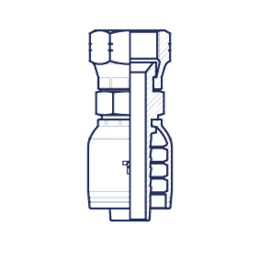 Фитинги РВД SAE, внутренняя резьба, конус 45°, двойная шестигранная обжатая гайка, SAE J513, серия H HX1212FJCP DN=19