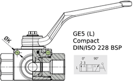 Кран 3-х ходовой шаровый BSP 1/4" DN 06 P=500 L-обр. compact с отверстиями для монтажа