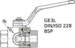 Кран 3-х ходовой шаровый BSP 3/4" DN 20 P=420 L-обр.