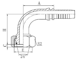 Фитинг DN 06 DKO-L (Г) 14x1.5 8 (90)  накидная гайка, CH17