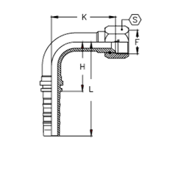Фитинг DN 38 JIC (Г) 1.7/8 (90) CS удлинен. К=162