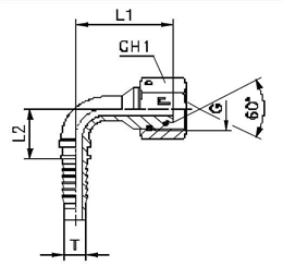 Фитинг DN 10 BSP (Г) 1/2 (90)  (штифтованная гайка) (o-ring) арт. 803010