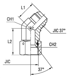 Угловой адаптер 45° JIC 1-5/16" (Г-Ш) арт. 204107.3
