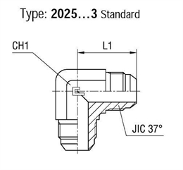 Угловой адаптер 90° JIC 7/16" арт. 202501.3
