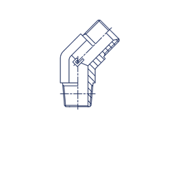Угловой переходник 45° BSPT 1/2"(Ш)-BSP 1/2"(Ш) арт. 302604