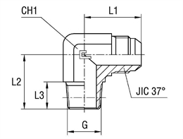Угловой переходник 90° JIC 1-1/16"(Г)-BSPT 3/4"(Ш), артикул 201006.3