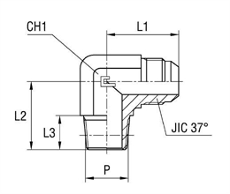Угловой переходник 90° JIC 1-1/16"(Г)-NPT 3/4"(Ш) арт. 201106.3
