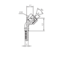Фитинг JIC угловой 45° DN50 2-1/2" штифтованный арт. 802323