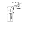 Фитинги BSP Interlock внутренняя резьба, конус 60°, O-RING, угол 90°, гайка Tieffe, BS 5200, ISO 12151-6 CH3232FGSO90B DN=51