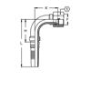 Фитинги РВД JIC Interlock, внутренняя резьба, конус 37°, угол 90°, гайка Tieffe, SAE J516, ISO 12151-5 CH1616FIS90B DN=25