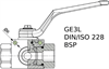 Кран 3-х ходовой шаровый BSP 1/2" DN 12 P=500 L-обр. с отверстиями для монтажа